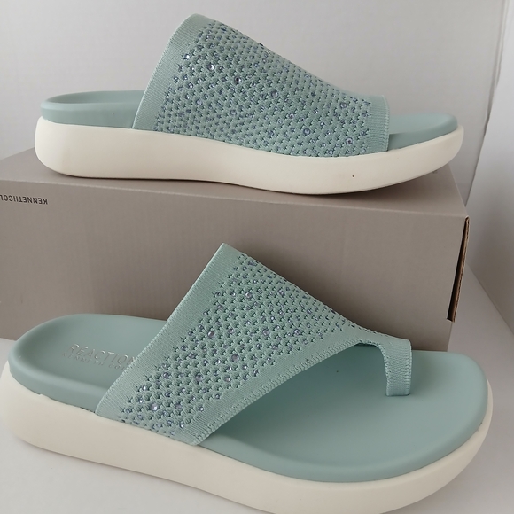Kenneth Cole Shoes - Kenneth Cole Mint Green Slide Sandals With Rhinestone NEW $40